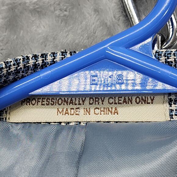 Travelsmith Sport Coat Mens 42L Black White Blue Silk Tweed Houndstooth Blazer - Picture 5 of 13